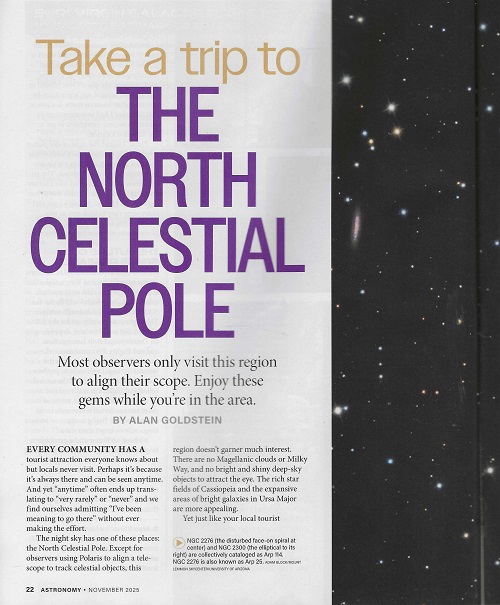 Photo of the article's first page, "Take a trip to the North Celestial Pole."