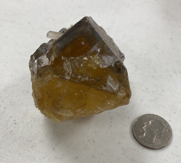 Fluorite crystal shown above under normal light. 