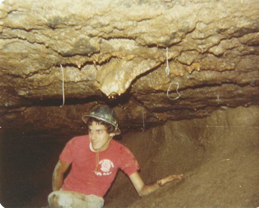 Alan Goldstein exploring a cave around 1978