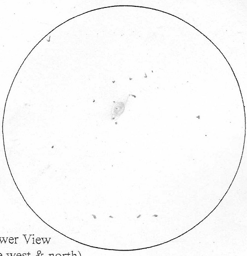 Alan's sketch of M 1-79 in a rich star field.