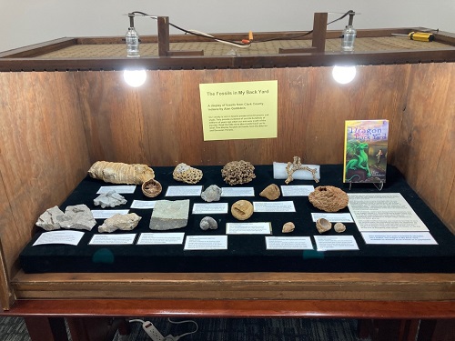 The Fossils in My Back Yard exhibit in the Jeffersonville Library in 2021.