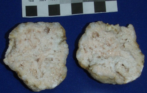 Peach-colored quartz in small crystals, probably from iron. Collected in south-central Kentucky. 