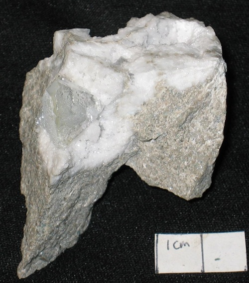Celestine in a light blue, gemmy pseudo-octahedral crystal. Collected in 1991 during construction of the new Hwy 1638 near Fort Knox, KY.