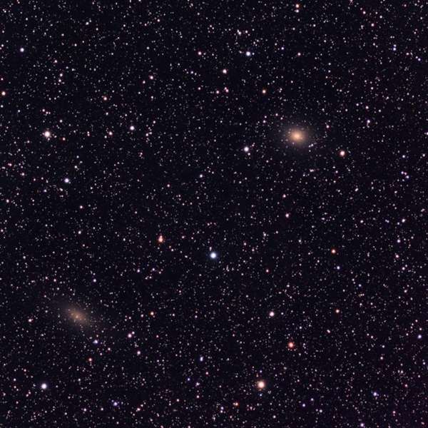 NGC 147 (lower left) and NGC 185 (upper right) are satellite galaxies of the Andromeda Galaxy. Achernar photo.