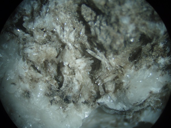 Photo C4, Calcite from the north ore body of the Annabel Lee mine, 1,300' underground. FOV 35m