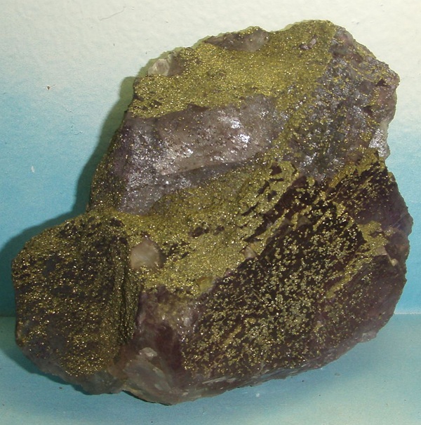 Photo Py1, Pyrite on fluorite, mine locality unknown. Clement Mineral Museum specimen 175.