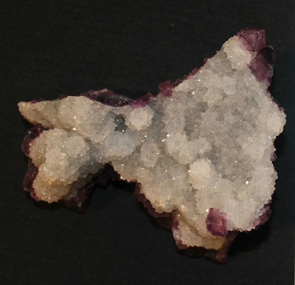 Photo Q1, Quartz and fluorite (mostly on the other side) from the Deardorff mine complex, 18 cm specimen. Ben E. Clement Mineral Museum specimen.